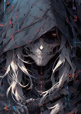 Hooded Skull Figure Digital Art