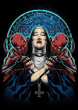 Demonic Nun with Devils and Sigil