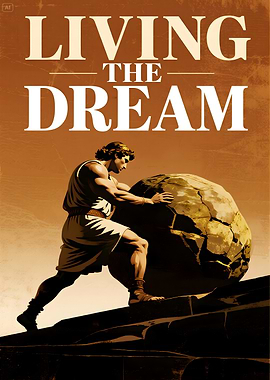 Living the Dream: Sisyphus Pushing Boulder