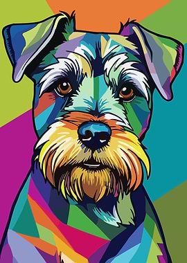 Colorful Schnauzer Dog Portrait