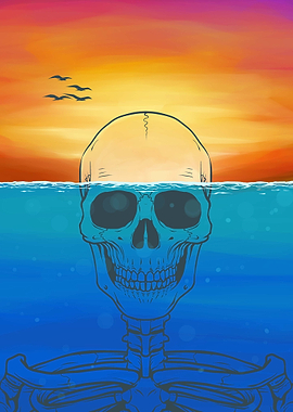 Underwater Skull Sunset