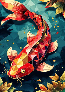 Geometric Koi Fish Art