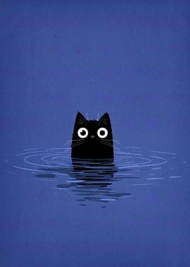 Black Cat in Water