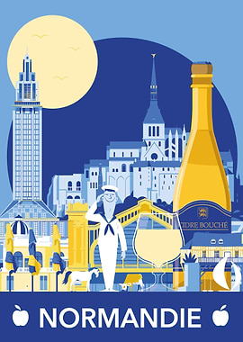 Normandie Travel Poster with Cider