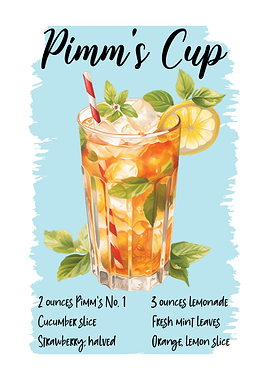 Pimm's Cup Cocktail Recipe Illustration