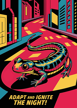 Salamander in Cityscape Art