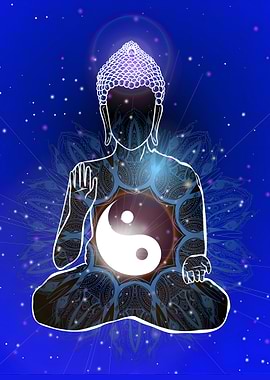 Buddha with Yin Yang Symbol