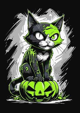Halloween zombie cat