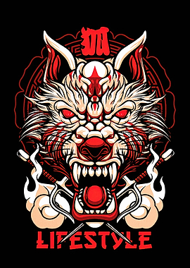 Japanese Fox Spirit Illustration