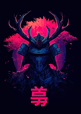 Cyberpunk Samurai with Antlers