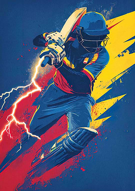 Dynamic Cricket Player Illustration