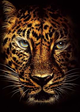 Leopard Portrait with Intense Gaze