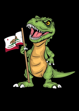 California Lover Kids Dinosaur Lover USA California Flag
