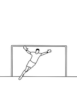 Goalkeeper Diving Minimalist Line Art