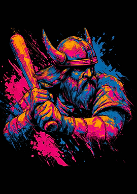 Viking Baseball Player Pop Art