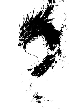 Black Dragon Ink Illustration