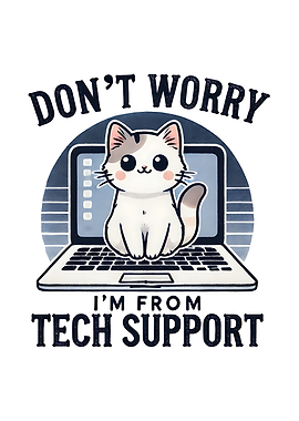 Tech Support Cat on Laptop