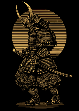 Samurai Warrior in Armor with Sword