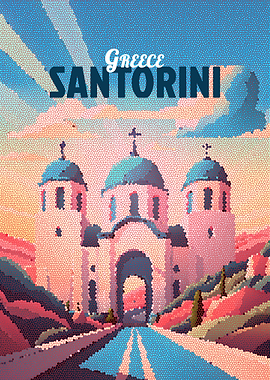Greece Santorini Travel Poster Art