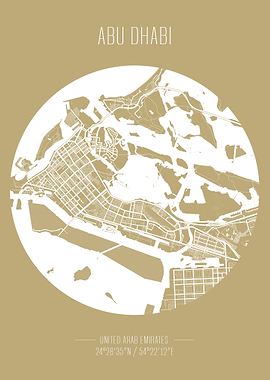 Abu Dhabi City Map Art Print