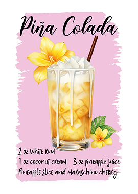 Pina Colada Cocktail Recipe Illustration
