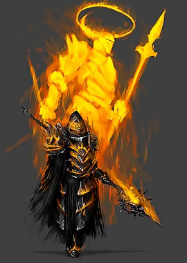 Fiery Knight and Angel Digital Art