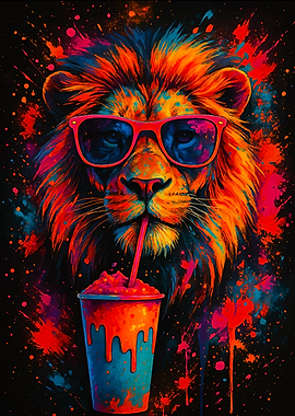 Colorful Lion Drink Glasses
