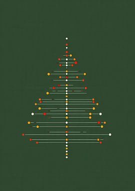 Minimalist Christmas Tree on Green Background
