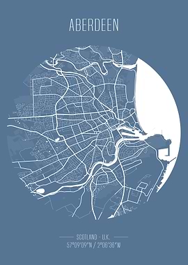 Aberdeen Scotland City Map Art Print