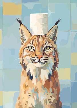 Lynx with Toilet Paper Hat
