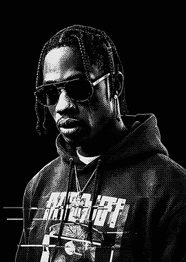 Travis Scott Black and White Portrait