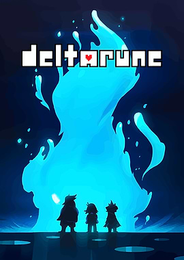 Deltarune characters facing a blue flame