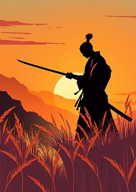 Samurai Silhouette Sunset