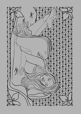 Woman with Flowers Line Art