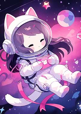 Cute Anime Astronaut Girl Space