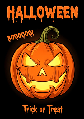 Halloween Pumpkin Cartoon with Text