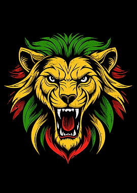 Rasta Lion - Red Gold & Green