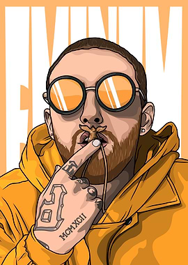 Eminem Illustration with Orange Accents