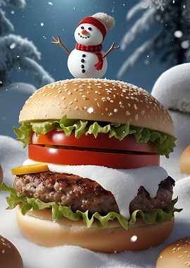 Festive Burger with Snowman Topping