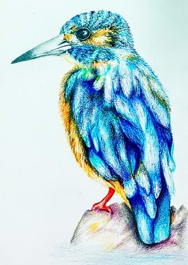 Colorful Kingfisher Bird Drawing