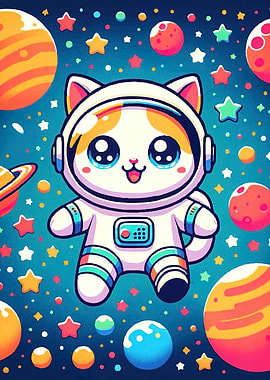 Cat Astronaut Space