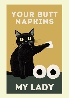 Your Butt Napkins My Lady, Cat Poster