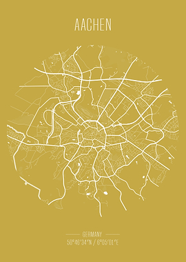 Aachen Map Art Print