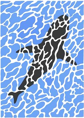 Orca in Abstract Water Pattern
