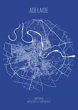 Adelaide City Map Art Print