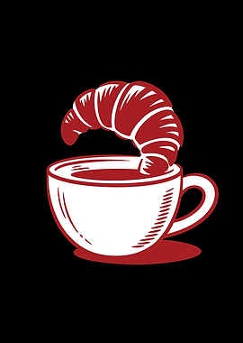 Croissant and Coffee Cup