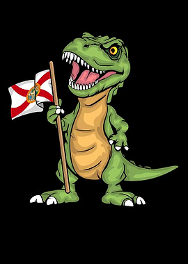 Florida Lover Kids Dinosaur Lover USA Florida Flag