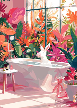 Donkey in Bathtub with Plants