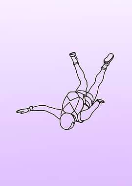 Skydiver in Freefall Minimalist Line Art