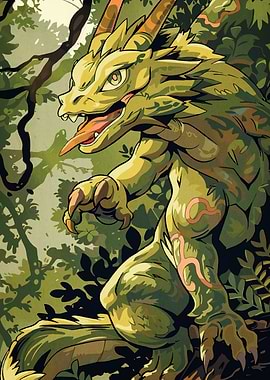 Green Dragon in Forest
